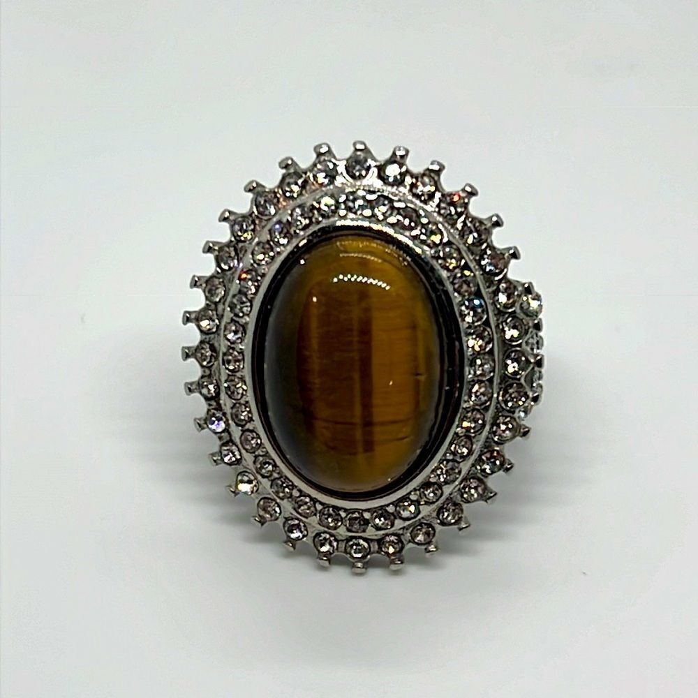 Amazing Vintage Silver Ring With Brown And Clear Stones - Picture 6 of 6